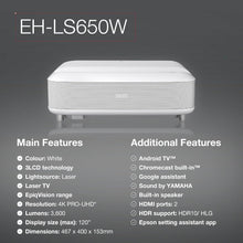 Epson EH-LS650W 4K PRO UHD Ultra Short Throw Projector