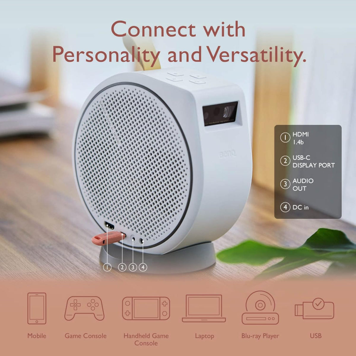 BenQ GV30 Portable Projectors with Android TV, Freestyle Ceiling Projection, Instant Auto Image Correction, WiFi & Bluetooth, Chrome & Airplay, 4W*2 Speaker+8W Bass