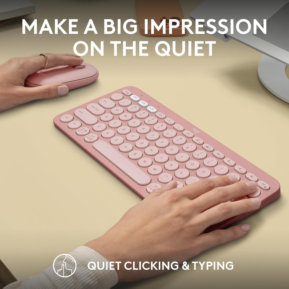 Logitech Pebble 2 Combo, Wireless Keyboard and Mouse, Quiet and Portable, Customisable, Logi Bolt, Bluetooth, Easy-Switch for Windows, macOS, iPadOS, Chrome - Rose