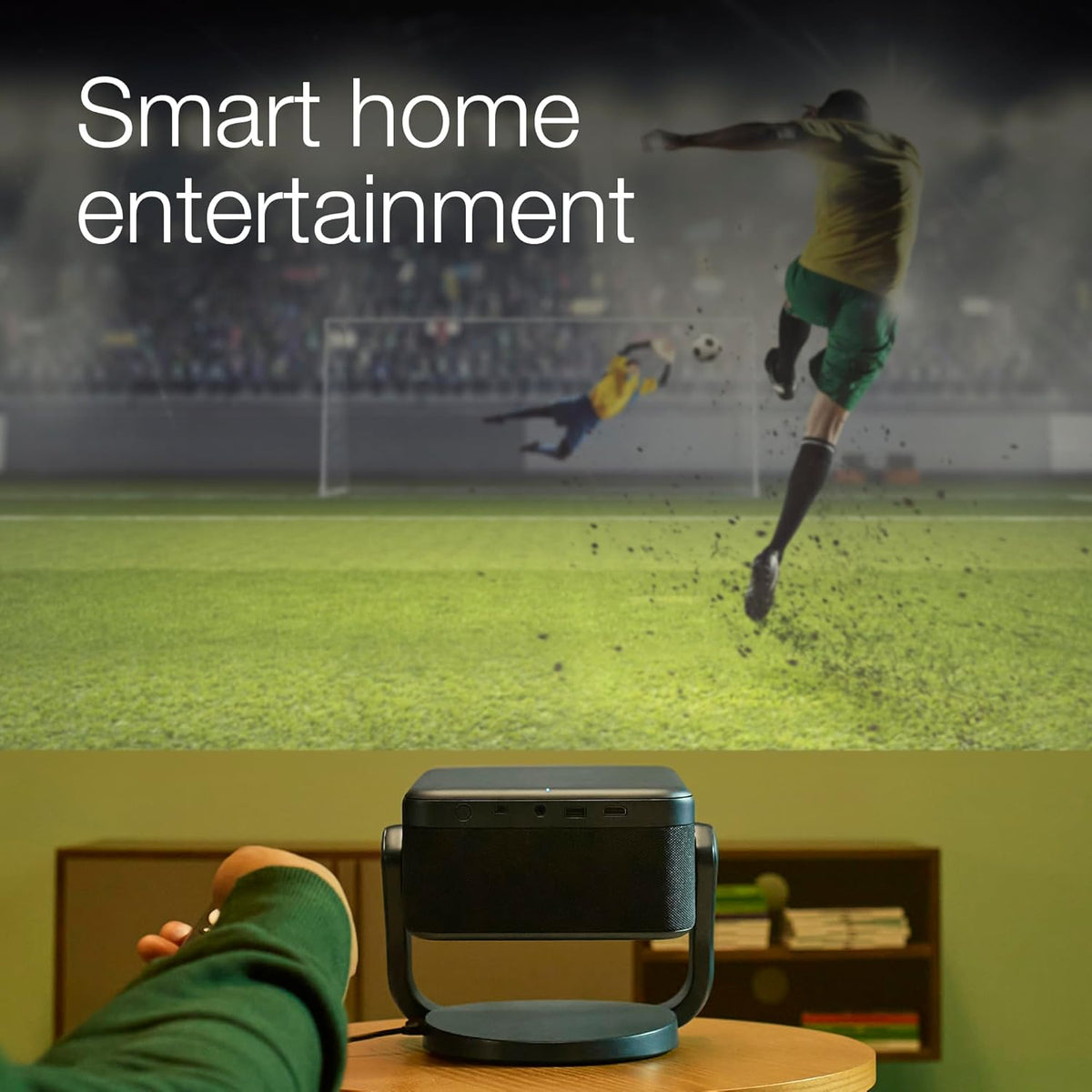 Epson EF-22 Mini Smart Laser Projector with Swivel stand, Full HD, 1000 Lumens, 150 Inch Display with HDR, Google TV, Dolby Atmos Sound, Gaming & Home Cinema – Navy Blue