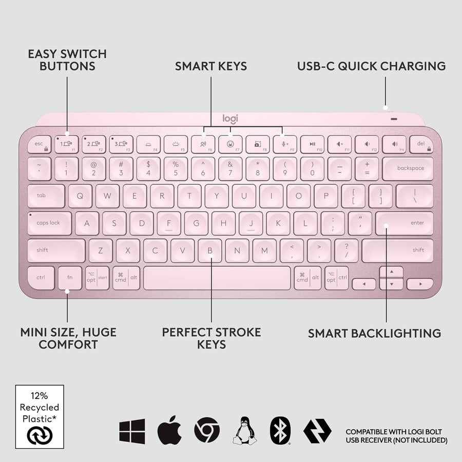 Logitech MX Keys Mini Minimalist Wireless Illuminated Keyboard