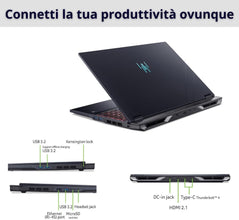 Acer Predator Helios Neo 16 AI Pc Gaming, Notebook Gaming Ultra 9 275HX, 32GB RAM DDR5, SSD 1TB PCIe, Display 16