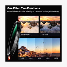 K&F Concept ND CPL Filter 77mm Dubai | Variable ND2-ND32 + Polariser 2-in-1 [ND and CPL Filter 2-in-1 — 77mm]