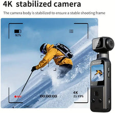 Portable 4K Action Camera, 270° Rotating Lens & 3.38cm CMOS, Not Anti-Shake, Lightweight Design, USB Rechargeable, Handheld, 1000mAh Battery, Black | Portable 4K Action Camera