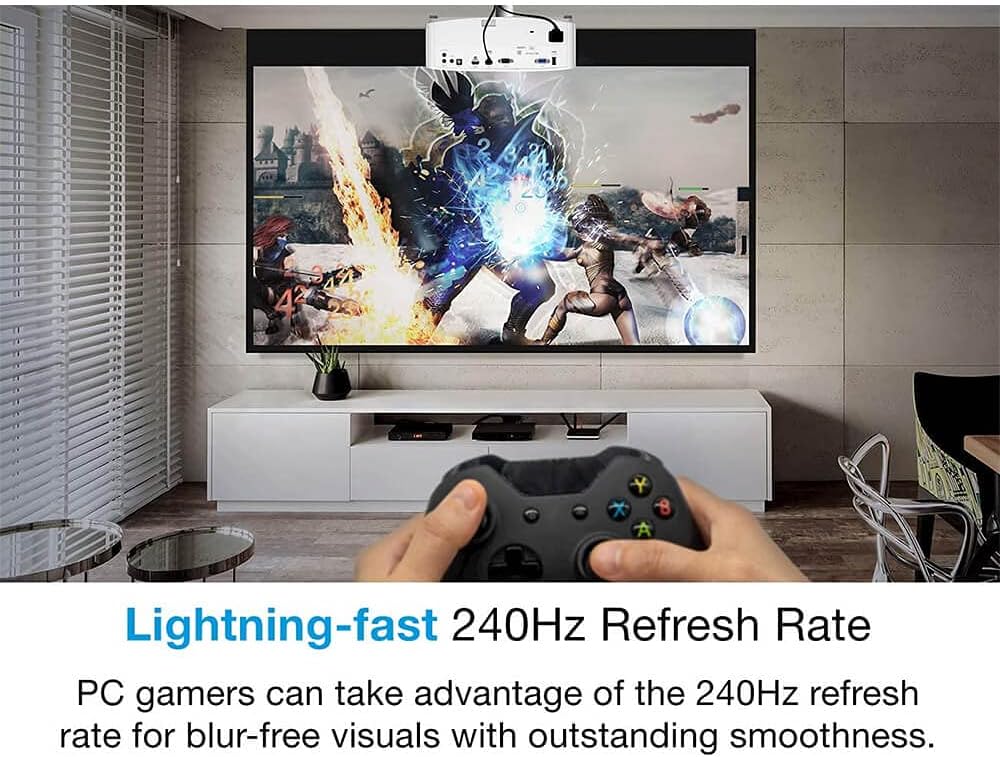 Optoma UHD38 Bright, True 4K UHD Gaming Projector | 4000 Lumens | 4.2ms Response Time at 1080p with Enhanced Gaming Mode | Lowest Input Lag on 4K Projector | 240Hz Refresh Rate | HDR10 & HLG