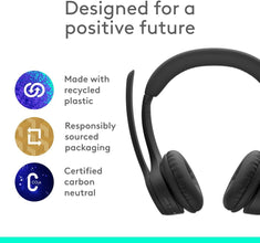 Logitech Zone 300 Wireless Bluetooth Headset With Noise-Cancelling Microphone, Compatible with Windows, Mac, Chrome, Linux, iOS, iPadOS, Android – Midnight Black