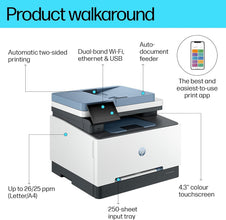 HP Color LaserJet Pro MFP 3303fdw - Wireless, Print, Scan, Copy, Fax, ADF, Automatic 2-sided printing, Touchscreen