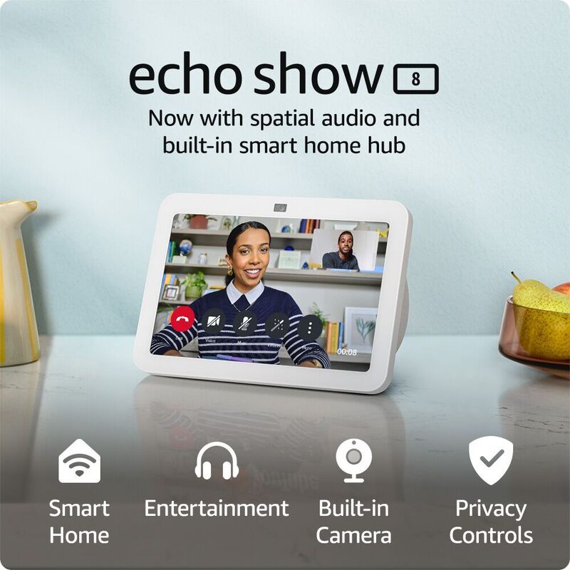 Amazon Echo Show 8 (3rd Gen) 8-Inch Smart Display With Alexa - Glacier White