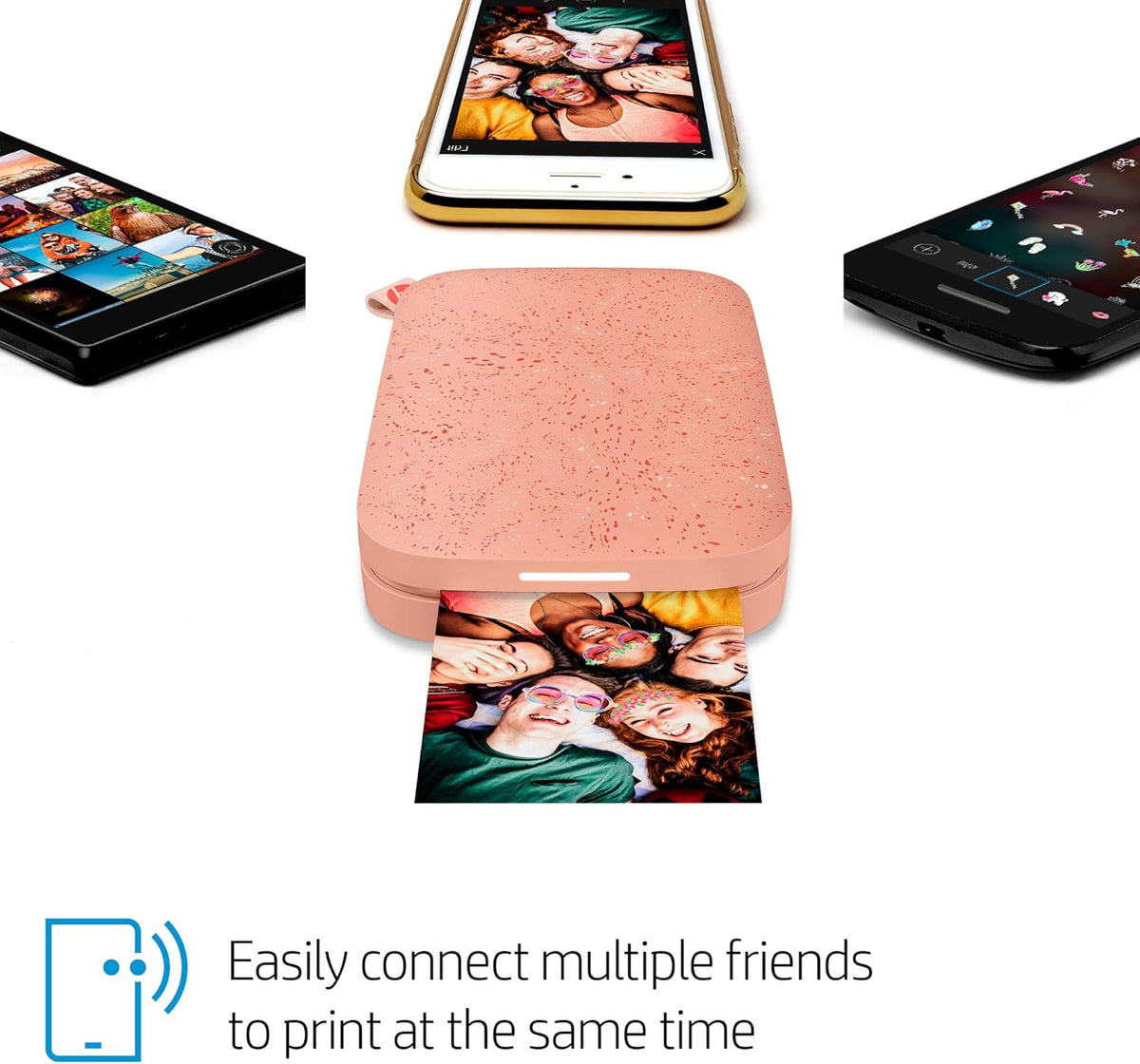 HP Sprocket Portable 2x3" Instant Photo Printer (Blush) Print Pictures on Zink Sticky-Backed Paper from your iOS & Android Device.