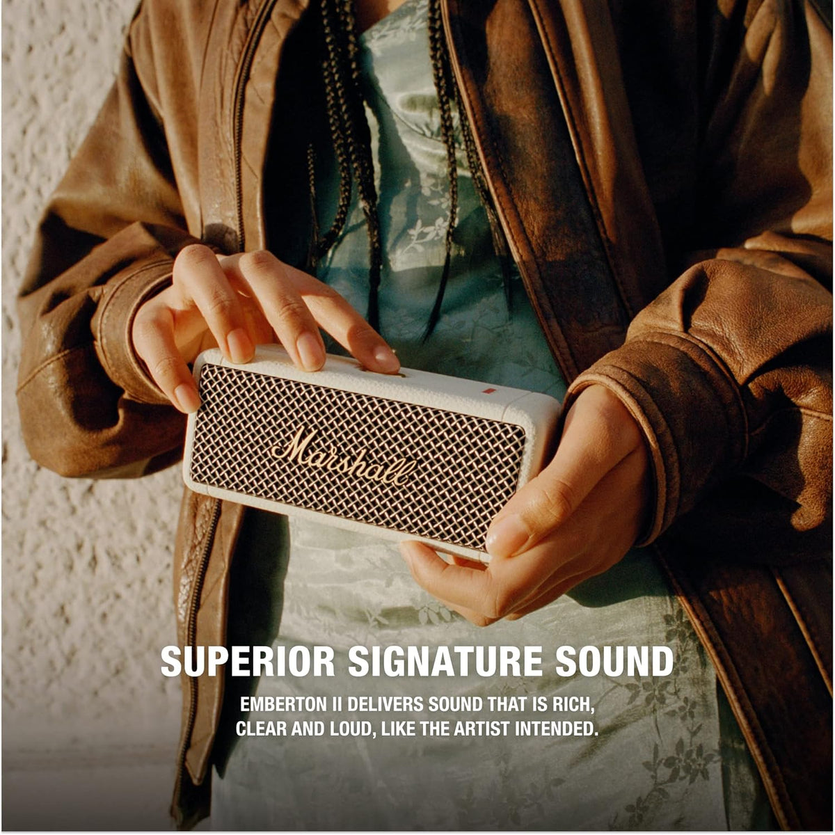 Marshall Emberton 2 Portable Bluetooth Speakers - Water Resistant Wireless Speakers Portable Speaker 30 Hour of Playtime - Cream