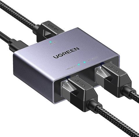 UGREEN Ethernet Splitter 1 to 2, 1000Mbps, Plug and Play, 2 Devices Simultaneously Networking, 3FT USB Power Cable, RJ45 Internet Switch for PC, Laptop, PS5, Xbox, TV