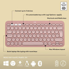 Logitech Pebble Keys 2 K380s, Multi-Device Bluetooth Wireless Keyboard with Customisable Shortcuts, Slim and Portable, Easy-Switch for Windows, macOS, iPadOS, Android, Chrome OS, US Intl Layout - Rose