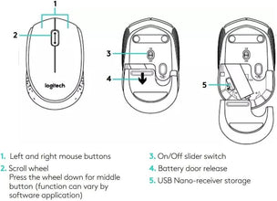 Logitech M171 Wireless Mouse for PC, Mac, Laptop, 2.4 GHz with USB Mini Receiver, Optical Tracking, 12-Months Battery Life, Ambidextrous - Off White, One Size