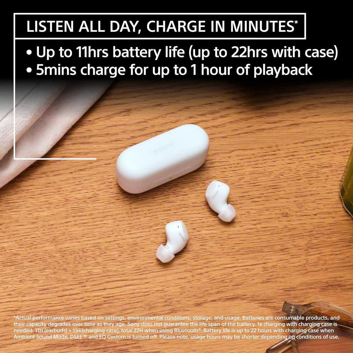 Sony WF-C510 Truly Wireless Earbuds, 22 hours battery life, Clearer hands-free calling, Multipoint Connection, Ambient Sound Mode, IPX4 Water Resistance, Black, UAE Version - 1-Year warranty