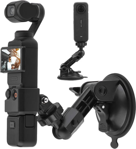 Car Suction Cup Mount Compatible for DJI Pocket 3 Camera Window Holder with Expansion Adapter for GoPro Max Mini Hero 12 11 10 9 8 7 6 5 Pocket 3 2 Insta360 X3 X2 Go 3 Action 3 4 Accessories