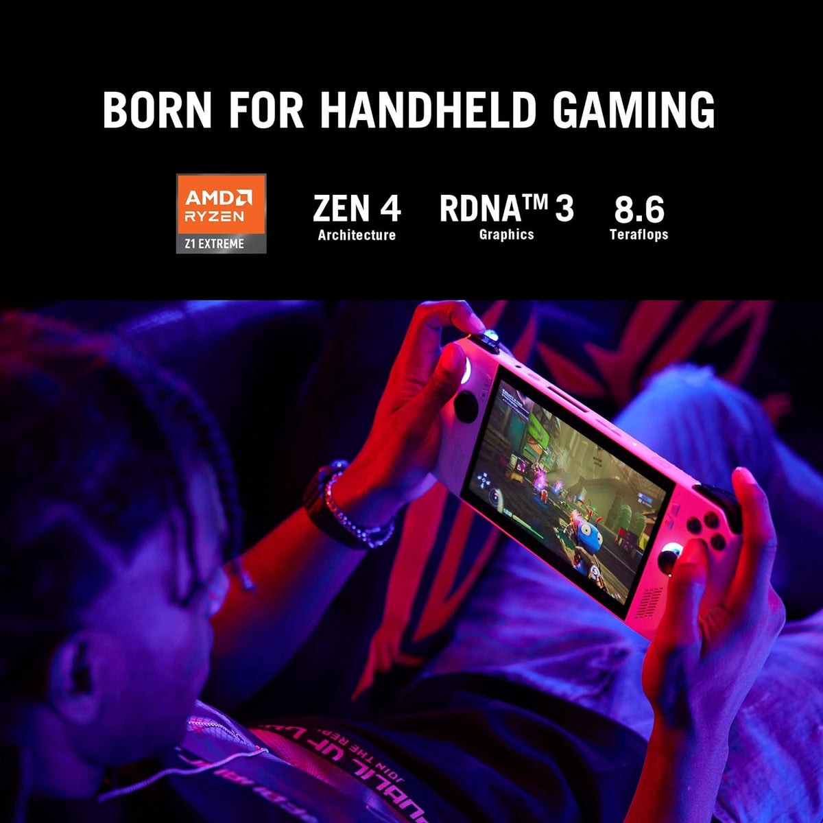 ASUS ROG Ally RC71L White Gaming Handheld, AMD Ryzen Z1 Extreme 16GB 512GB SSD, Radeon Navi3, WIN11 HOME, 7-inch 120Hz/7ms, Gorilla Glass DXC, Touch Screen, Fingerprint