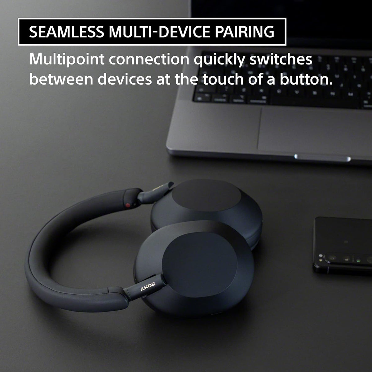 Sony WH 1000XM5 Noise Cancelling Wireless Headphones 30 hours battery life Over ear style Optimised for Alexa and the Google Assistant with built in mic, Midnight Blue, UAE Version - 1-Year warranty