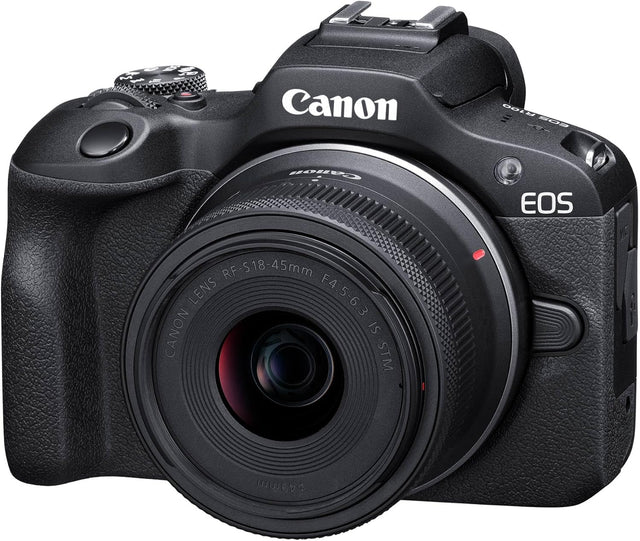 Canon EOS R100 Mirrorless Camera with RF-S 18-45mm F4.5-6.3 IS STM Lens, Black