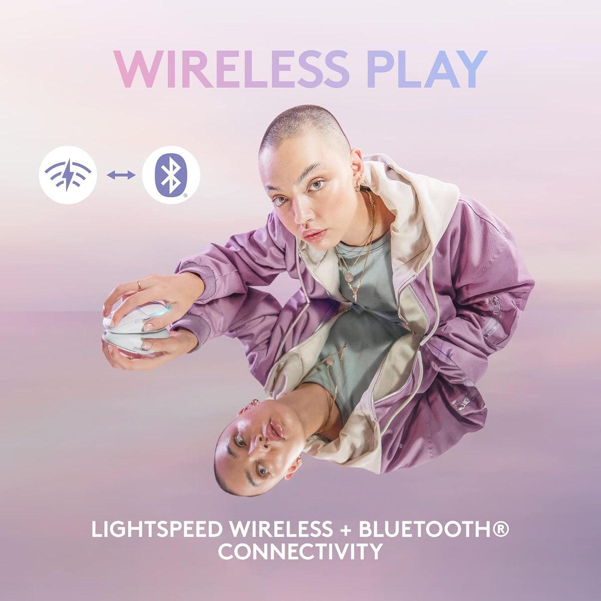 Logitech G G705 Wireless Gaming Mouse, Customisable LIGHTSYNC RGB Lighting, LIGHTSPEED Wireless, Bluetooth Connectivity, Lightweight, PC/Mac/Laptop - White Mist
