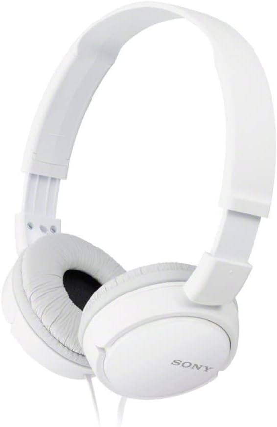 Sony MDR ZX110AP Wired On Ear Headphones with tangle free cable, 3.5mm Jack, Headset with Mic for Phone Calls, White, MDRZX110AP/W
