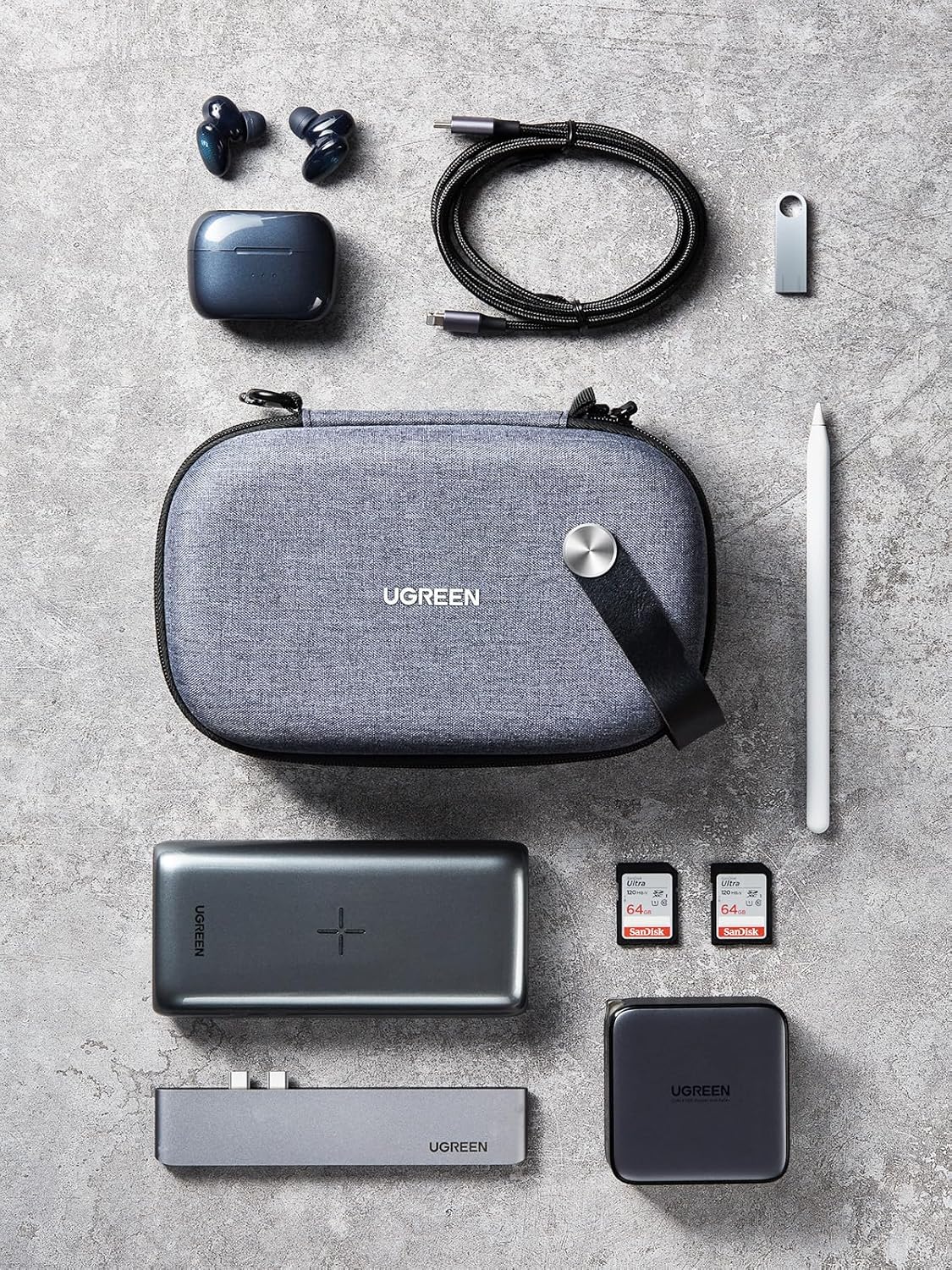 UGREEN Electronics Bag, Tech Accessories Case, Organizer Case for Travel Electronics, Water-Resistant Shockproof Organizer Pouch Compatible with Charger,Charging Cables,Flash Drive,Headphones