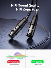 UGREEN XLR Cable, Microphone XLR Male to Female Extension Cable 3M Jack Extender Cord for PA System, Studio Recorder, Amplifier, Mixer, Speaker System, or Professional Recording, Playing Live