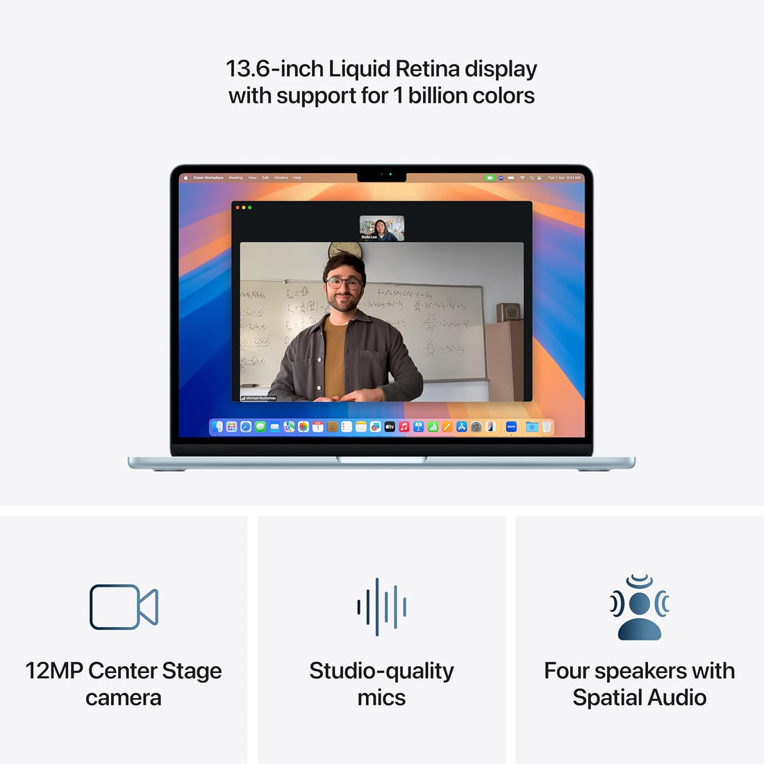 Apple 2025 MacBook Air (13-inch, Apple M4 chip with 10-core CPU and 8-core GPU, 16GB Unified Memory, 256GB) - Sky Blue;English