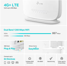 TP-Link 4G+ Cat6 AC1200 Wireless Dual Band Gigabit Router | 4G Mobile Router with Nano Sim | MU-MIMO technology, Easy Setup - Archer MR505