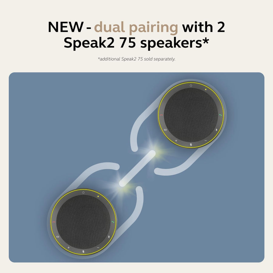 Jabra Speak2 75 (2025 Edition) Wireless Bluetooth Speakerphone - 4 Noise-Cancelling Mics