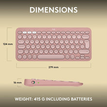 Logitech Pebble Keys 2 K380s, Multi-Device Bluetooth Wireless Keyboard with Customisable Shortcuts, Slim and Portable, Easy-Switch for Windows, macOS, iPadOS, Android, Chrome OS, US Intl Layout - Rose