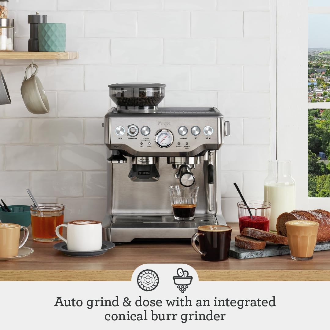 Sage - The Barista Express - Bean to Cup Coffee Machine with Grinder and Milk Frother, Brushed Stainless Steel - UAE Version, 2 Year Manufacturer Warranty