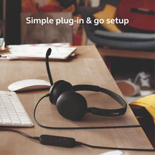 Jabra Evolve 10 Wired Headset with Noise-Cancelling Microphone for PC/Laptop Use – Easy USB-A Setup - TCO Certified – Lightweight Design - Inline Call/Volume Controls for Online Meetings - Black