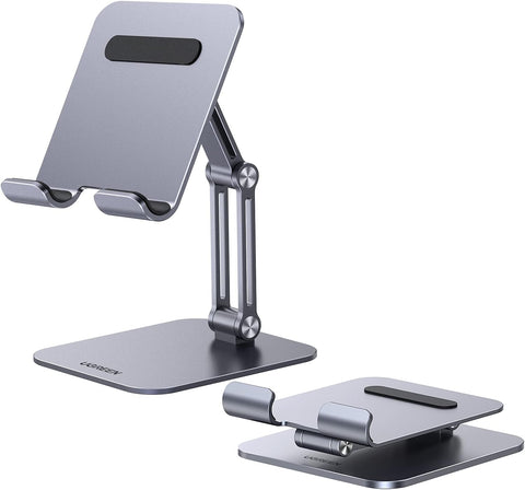 UGREEN iPad Stand for Desk Aluminum Tablet Stand Multi Angle Adjustable Foldable Metal Tablet Holder Compatible with All 4.7-12.9'' Devices iPad Pro/Air/Mini Galaxy Tab S10 Ultra/S9 Ultra/A9 Grey