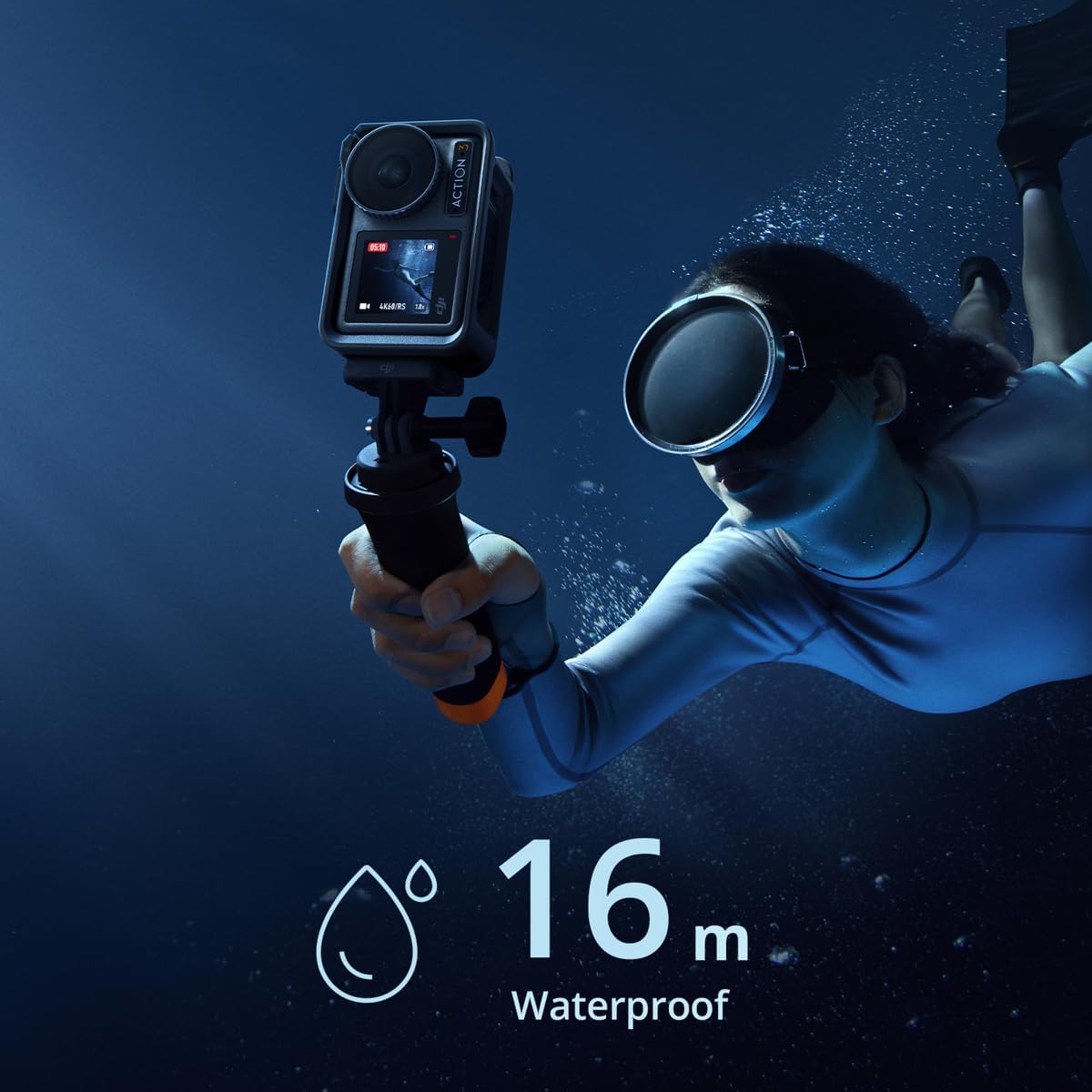 DJI Osmo Action 3 Adventure Combo Waterproof Action Camera with 4K HDR 10-Bit Color Depth HorizonSteady Cold Resistant & Long-Lasting Extension Rod Vlogging Camera for YouTube