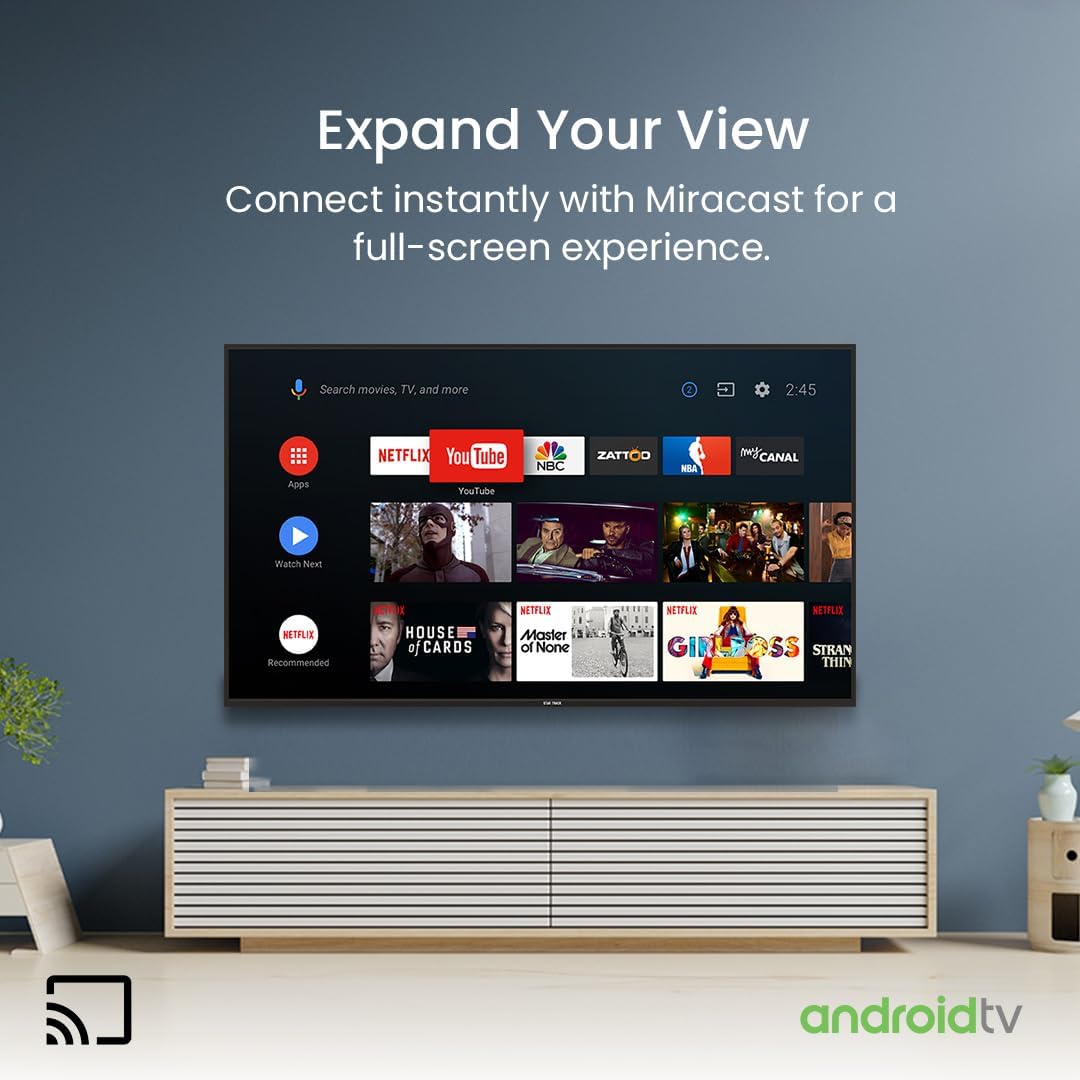 STAR TRACK LED Smart TV, HD, 43 Inch, Android 14.0, T2S2, A+ Screen, WiFi, MIRACAST, Netflix, YouTube, Prime Video, HDMI, USB Comes with Edgeless frame(43)