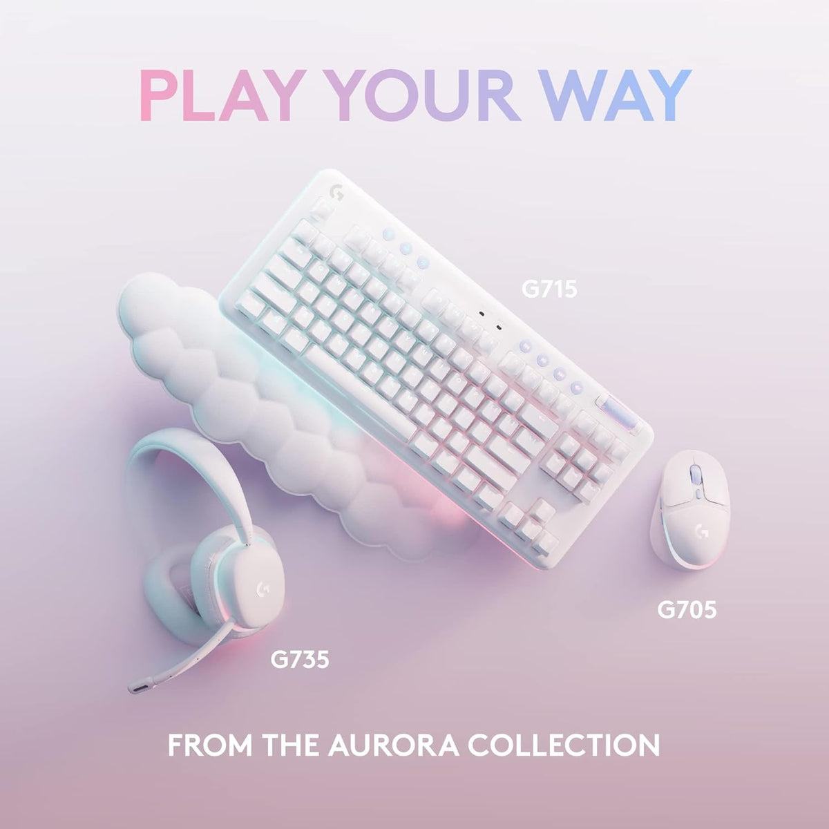 Logitech G G705 Wireless Gaming Mouse, Customisable LIGHTSYNC RGB Lighting, LIGHTSPEED Wireless, Bluetooth Connectivity, Lightweight, PC/Mac/Laptop - White Mist