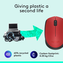 Logitech M171 Wireless Mouse for PC, Mac, Laptop, 2.4 GHz with USB Mini Receiver, Optical Tracking, 12-Months Battery Life, Ambidextrous - Red