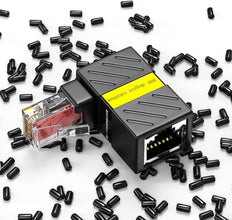 JUXINICE 360° Rotation 90 Degree Rightangle Ethernet LAN RJ45 Malet to Female, Cat5 Cat5e Cat6 Ethernet Extender Adapter (2-Pack) Black