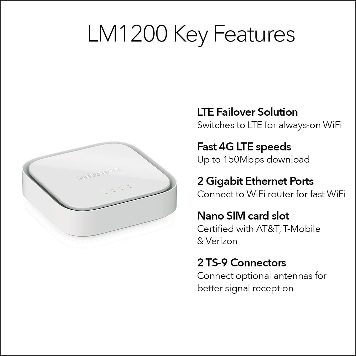 NETGEAR 4G LTE Broadband Modem (LM1200) - Use LTE as a Primary Internet Connection | Certified with All Leading Network Providers