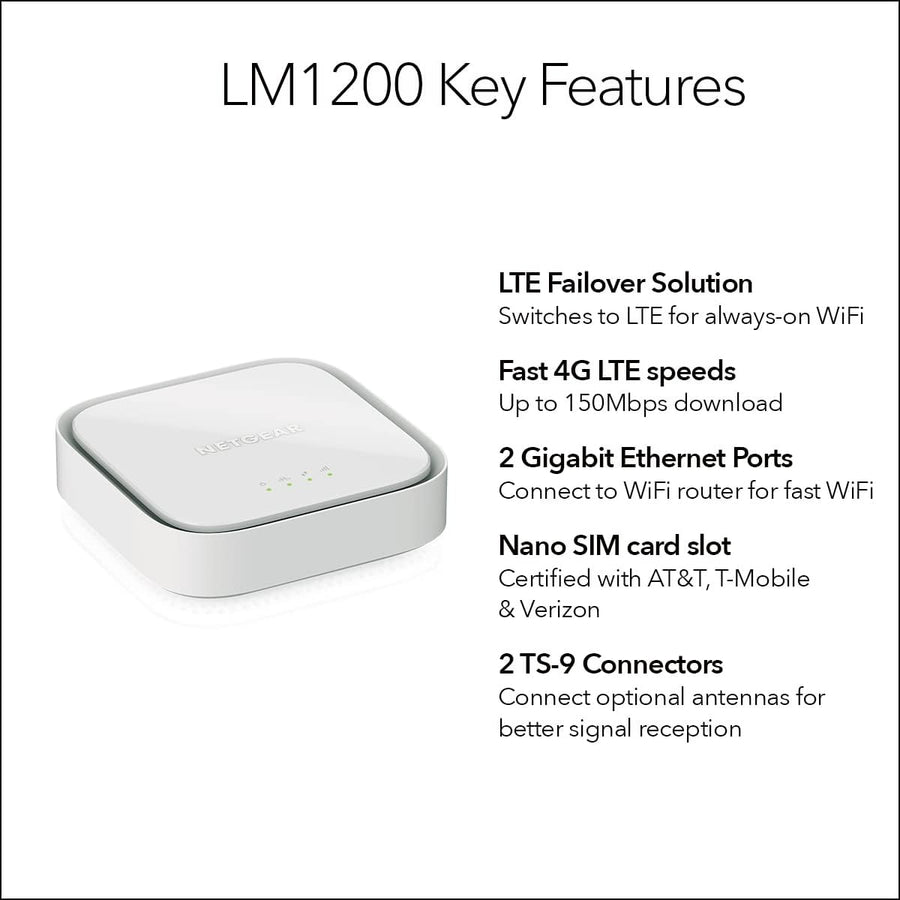 NETGEAR 4G LTE Broadband Modem (LM1200) - Use LTE as a Primary Internet Connection