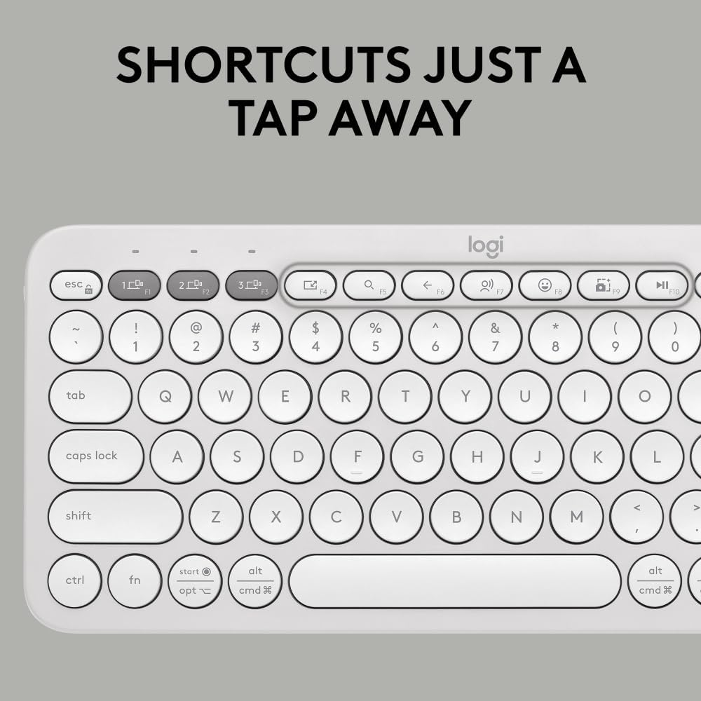Logitech Pebble 2 Combo, Wireless Keyboard and Mouse, Quiet and Portable, Customisable, Logi Bolt, Bluetooth, Easy-Switch for Windows, macOS, iPadOS, Chrome - White