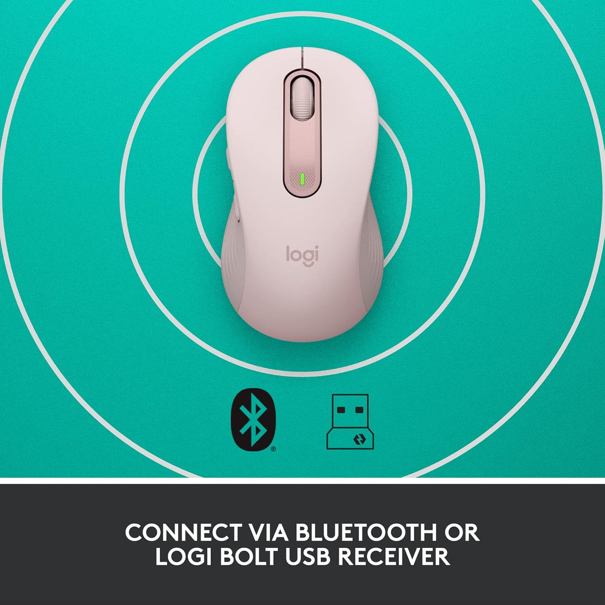 Logitech Signature M650 Wireless Mouse - for Small to Medium Sized Hands, 2-Year Battery, Silent Clicks, Customisable Side Buttons, Bluetooth, for PC/Mac/Multi-Device/Chromebook - Rose