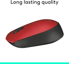 Logitech M171 Wireless Mouse for PC, Mac, Laptop, 2.4 GHz with USB Mini Receiver, Optical Tracking, 12-Months Battery Life, Ambidextrous - Red
