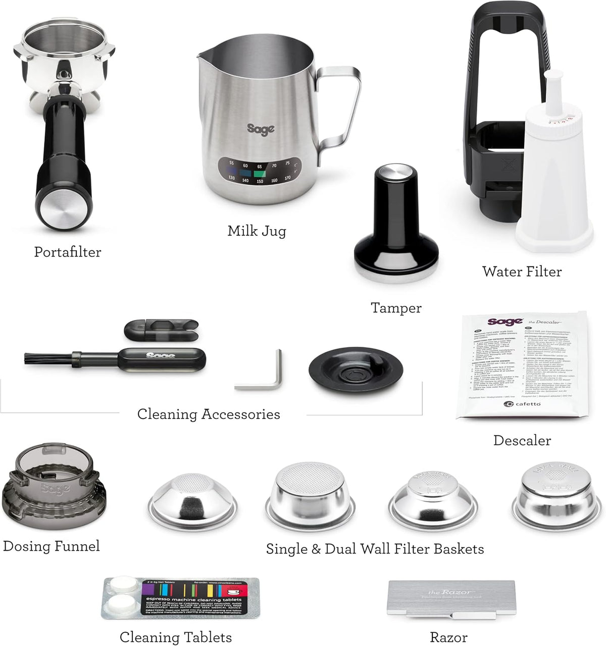 Sage - The Barista Express - Bean to Cup Coffee Machine with Grinder and Milk Frother, Brushed Stainless Steel - UAE Version, 2 Year Manufacturer Warranty