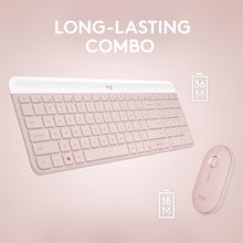 Logitech MK470 Slim Wireless Keyboard and Mouse Combo - Modern Compact Layout, Ultra Quiet, 2.4 GHz USB Receiver, Plug n' Play Connectivity, Compatible with Windows, US INT'L - Rose