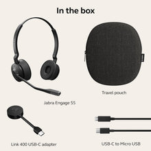 Jabra Engage 55 UC Stereo USB-C Headset, SafeTone 2.0 Hearing Protection, DECT Security Step C, Robust and Flexible USB Adapter, Black | 9559-430-111