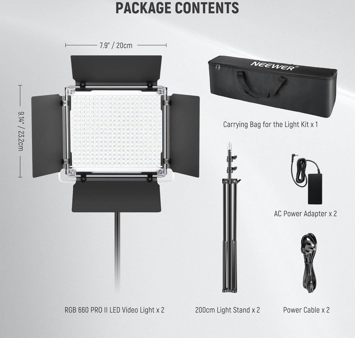 NEEWER Upgraded 660 PRO II RGB LED Video Light with App Control&Stand Kit, 2 Pack Constant 50W No Color Shift/1% Precise Min Dimming/360° RGB/CRI97+/3200K~5600K for Game Streaming YouTube Photography