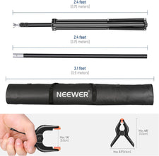 Neewer Photo Studio Backdrop Support System, 10ft/3m Wide 6.6ft/2m High Adjustable Background Stand with 4 Crossbars, 6 Backdrop Clamps, 2 Sandbags, & Bag for Portrait & Studio Photography | AWP012560