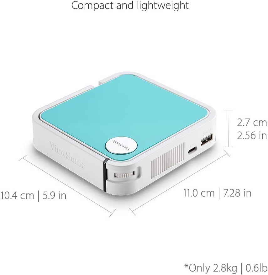 Viewsonic M1 Mini Plus Pocket LED Ultra-Portable Projector With Integrated Jbl Audio Wi-Fi Bluetooth Wvga 120 Lumens HDMI USB Compatible TV Sticks & Gaming Consoles In 3 Colours
