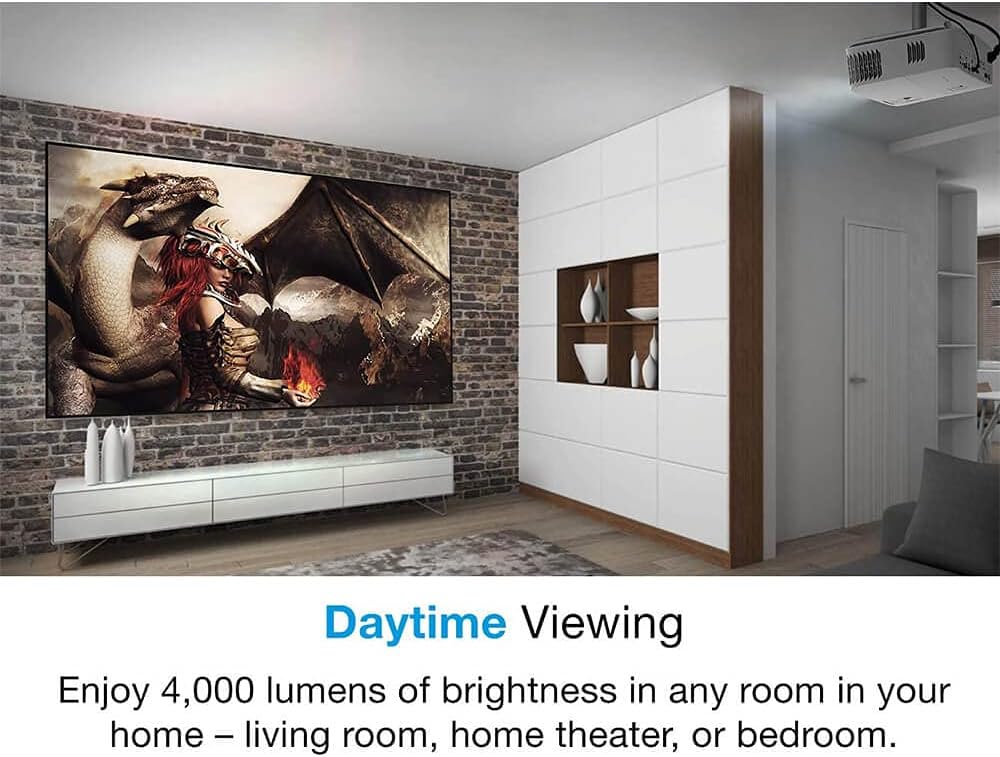 Optoma UHD38 Bright, True 4K UHD Gaming Projector | 4000 Lumens | 4.2ms Response Time at 1080p with Enhanced Gaming Mode | Lowest Input Lag on 4K Projector | 240Hz Refresh Rate | HDR10 & HLG